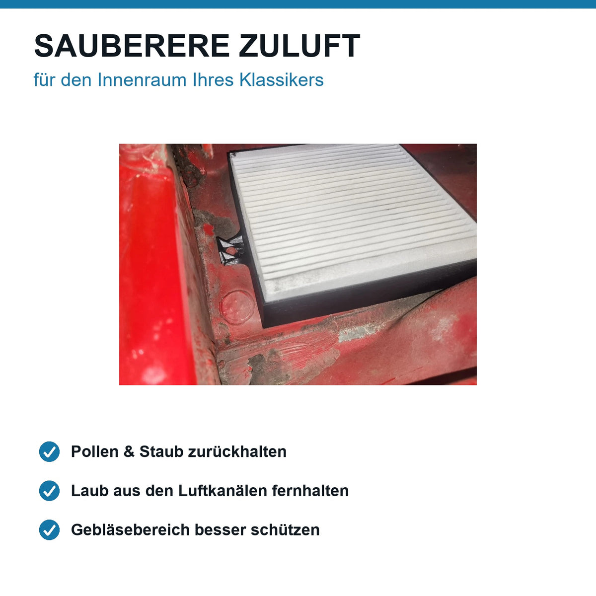 Pollenfilter Nachrüstsatz Innen für Allergiker VW Golf II MK2 Jetta 2