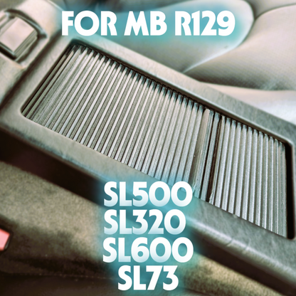 "Slide-n-Hide" Zweiteiliges Rollo für Mercedes R129 SL320 500 73 500SL 300SL Mittelkonsole Jalousie schwarz