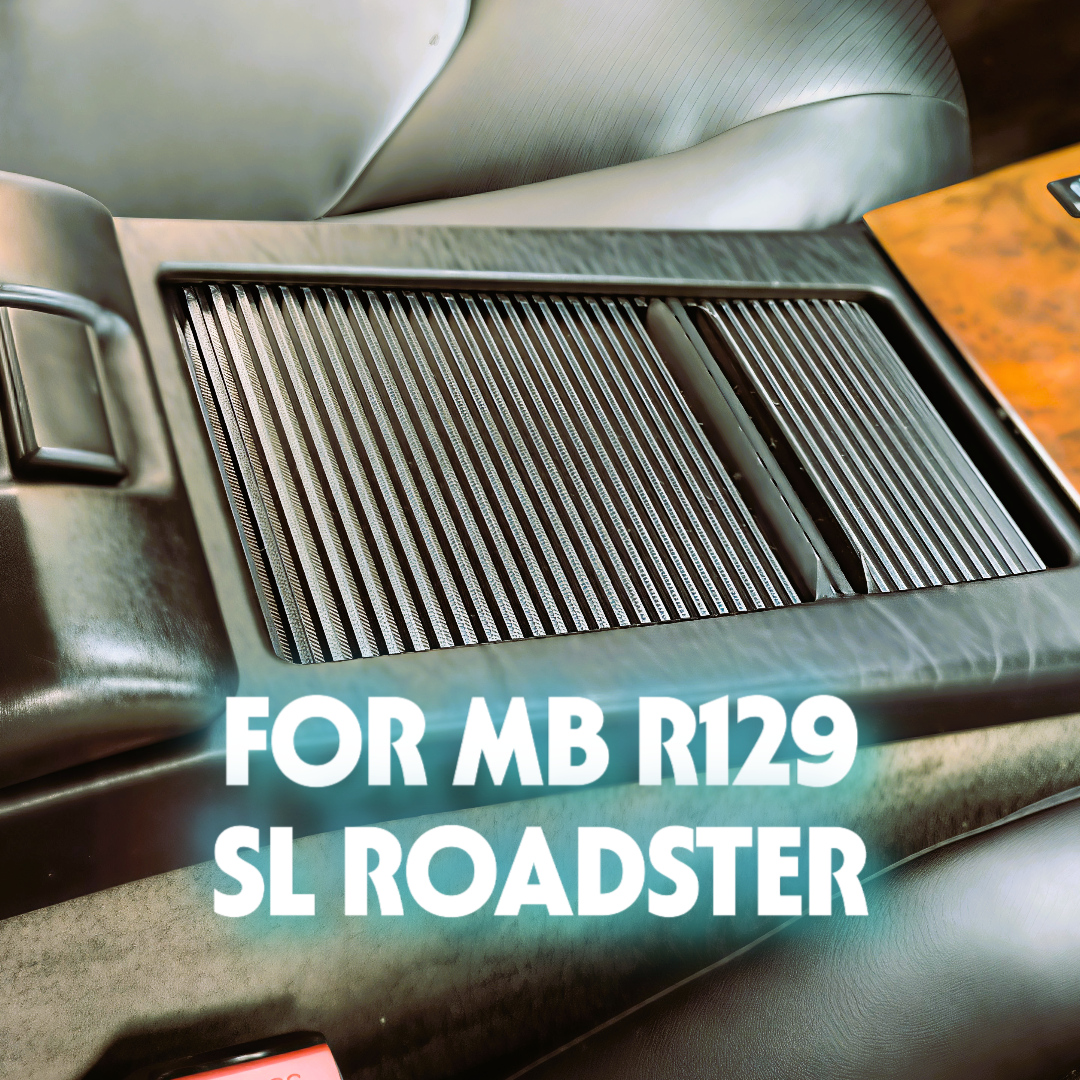 "Slide-n-Hide" Zweiteiliges Rollo für Mercedes R129 SL320 500 73 500SL 300SL Mittelkonsole Jalousie schwarz
